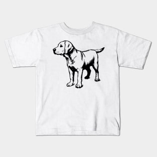 Stick figure sheltie dog in black ink Kids T-Shirt